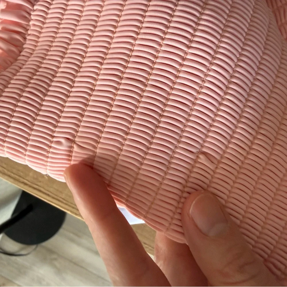 Maternity Pink Ruffle Navy Blue Floral Bikini Swimsuit Set High Waist, Size M - Picture 7 of 7